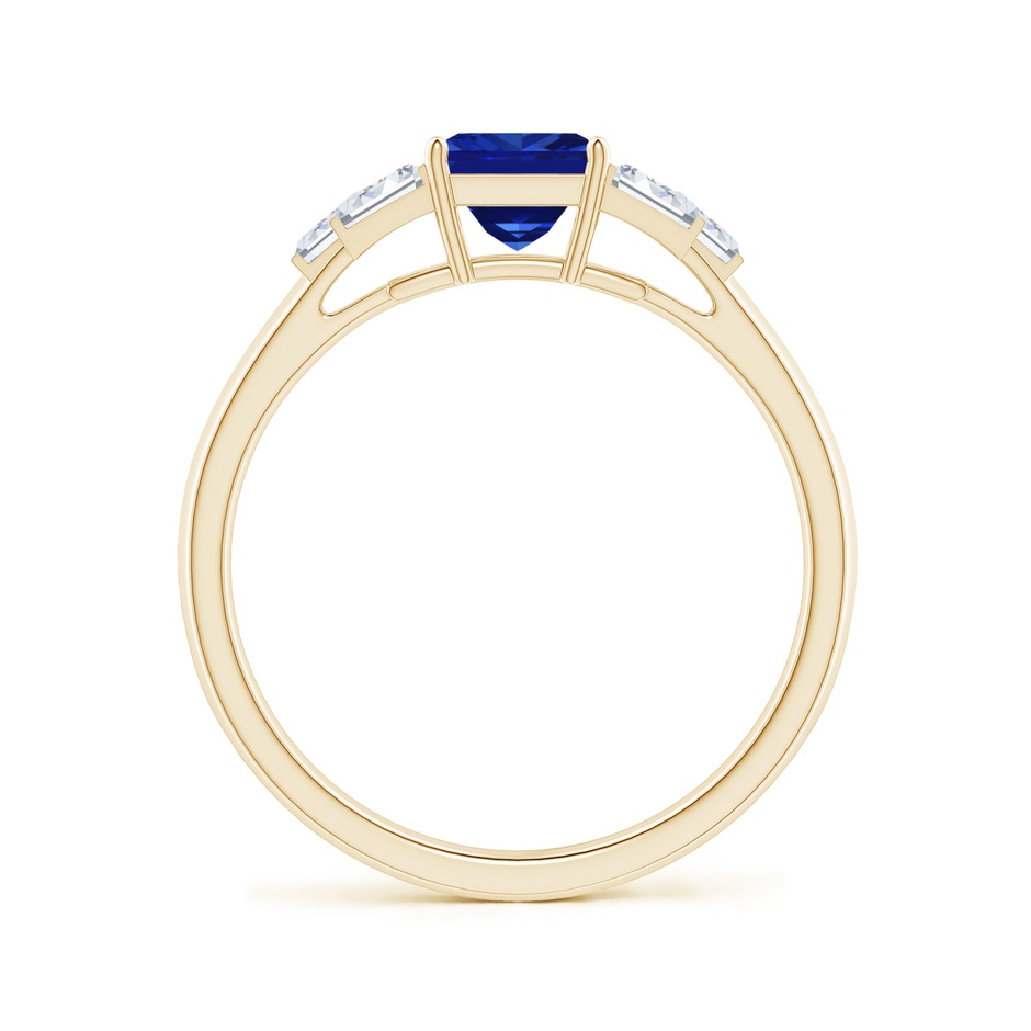 5mm AAAA Square Sapphire & Baguette Diamond Rectangle Link Ring in Yellow Gold side-1