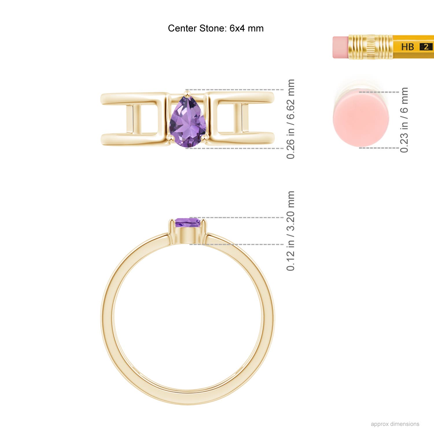 A - Amethyst / 0.33 CT / 14 KT Yellow Gold