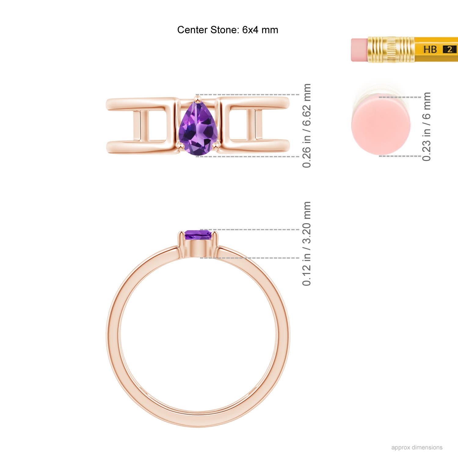 AAA - Amethyst / 0.33 CT / 14 KT Rose Gold