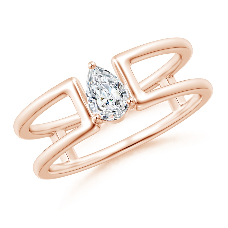 6x4mm GVS2 Pear Diamond Solitaire Parallel Split Shank Ring in Rose Gold 