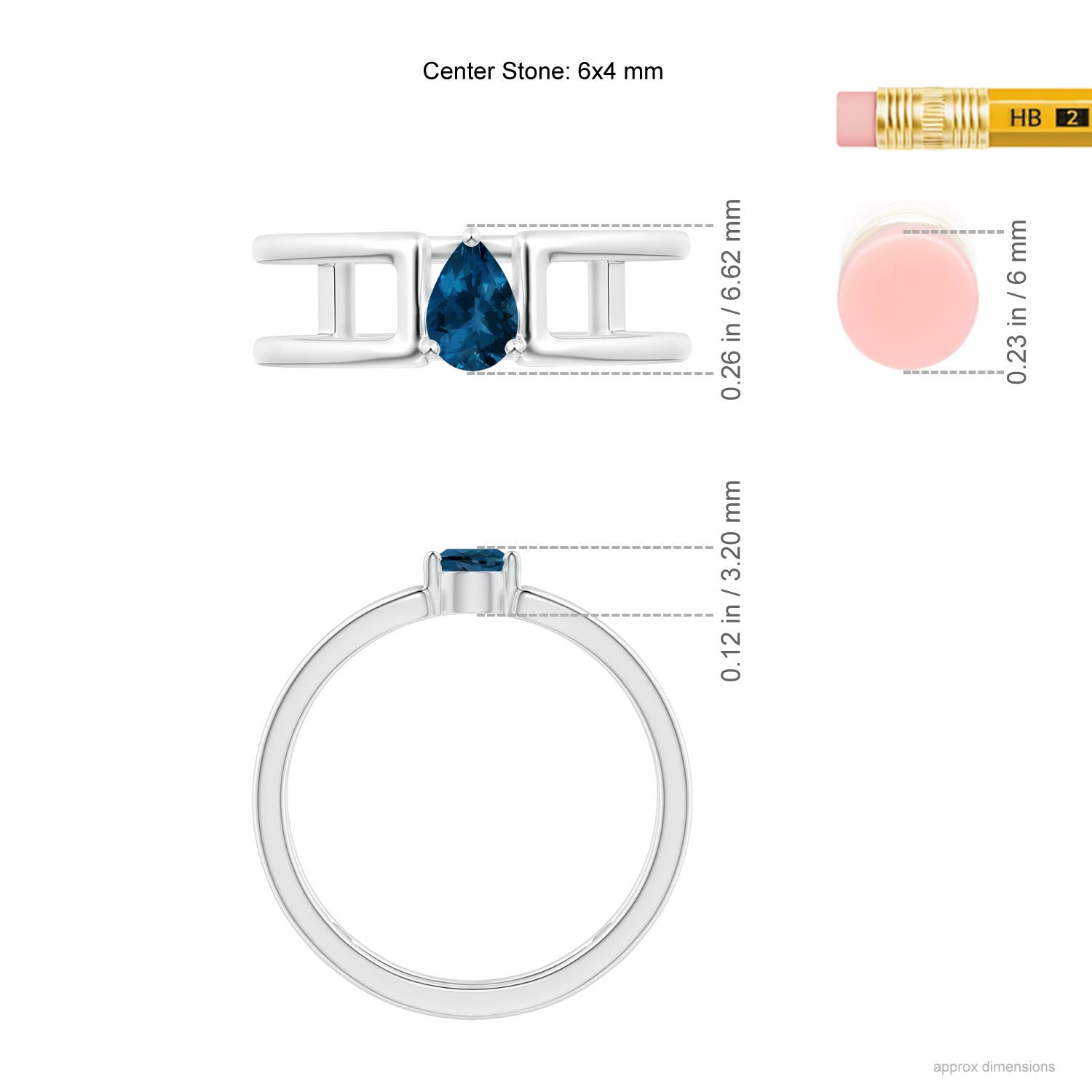 AAA - London Blue Topaz / 0.48 CT / 14 KT White Gold