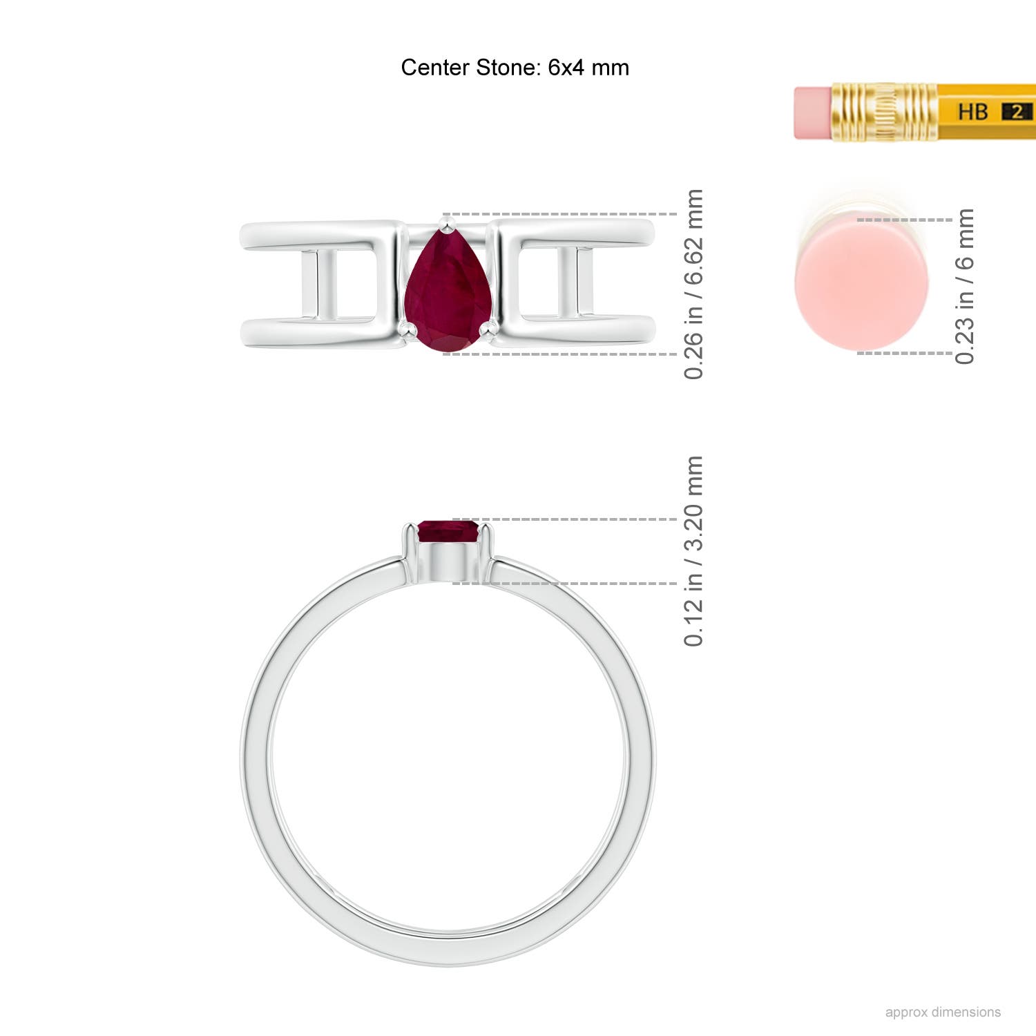 A - Ruby / 0.4 CT / 14 KT White Gold