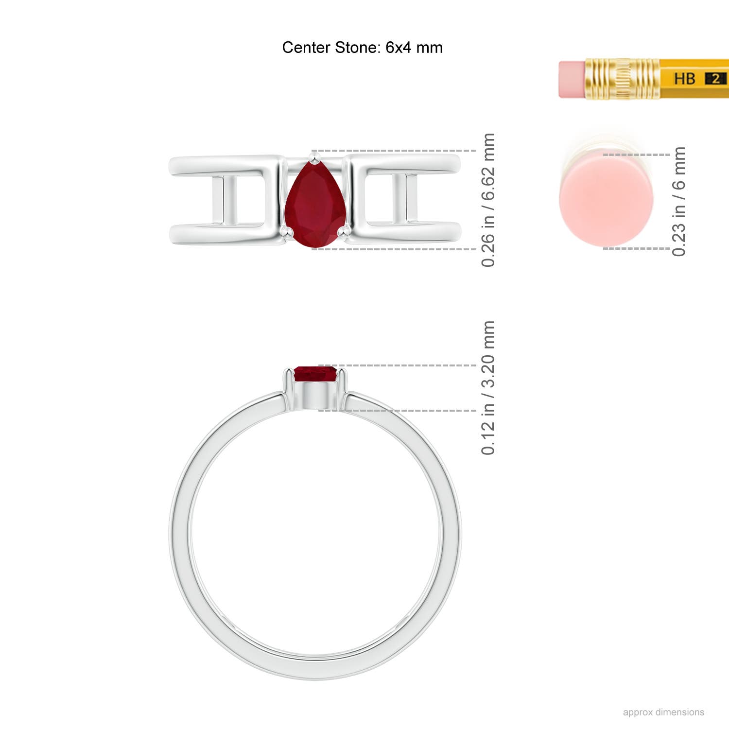 AA - Ruby / 0.4 CT / 14 KT White Gold