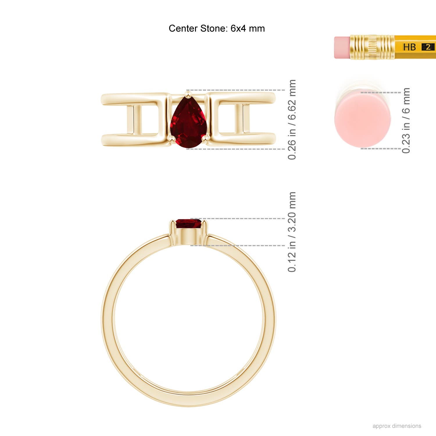 AAAA - Ruby / 0.4 CT / 14 KT Yellow Gold