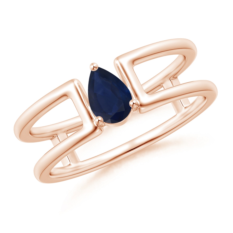 6x4mm A Pear Sapphire Solitaire Parallel Split Shank Ring in Rose Gold 