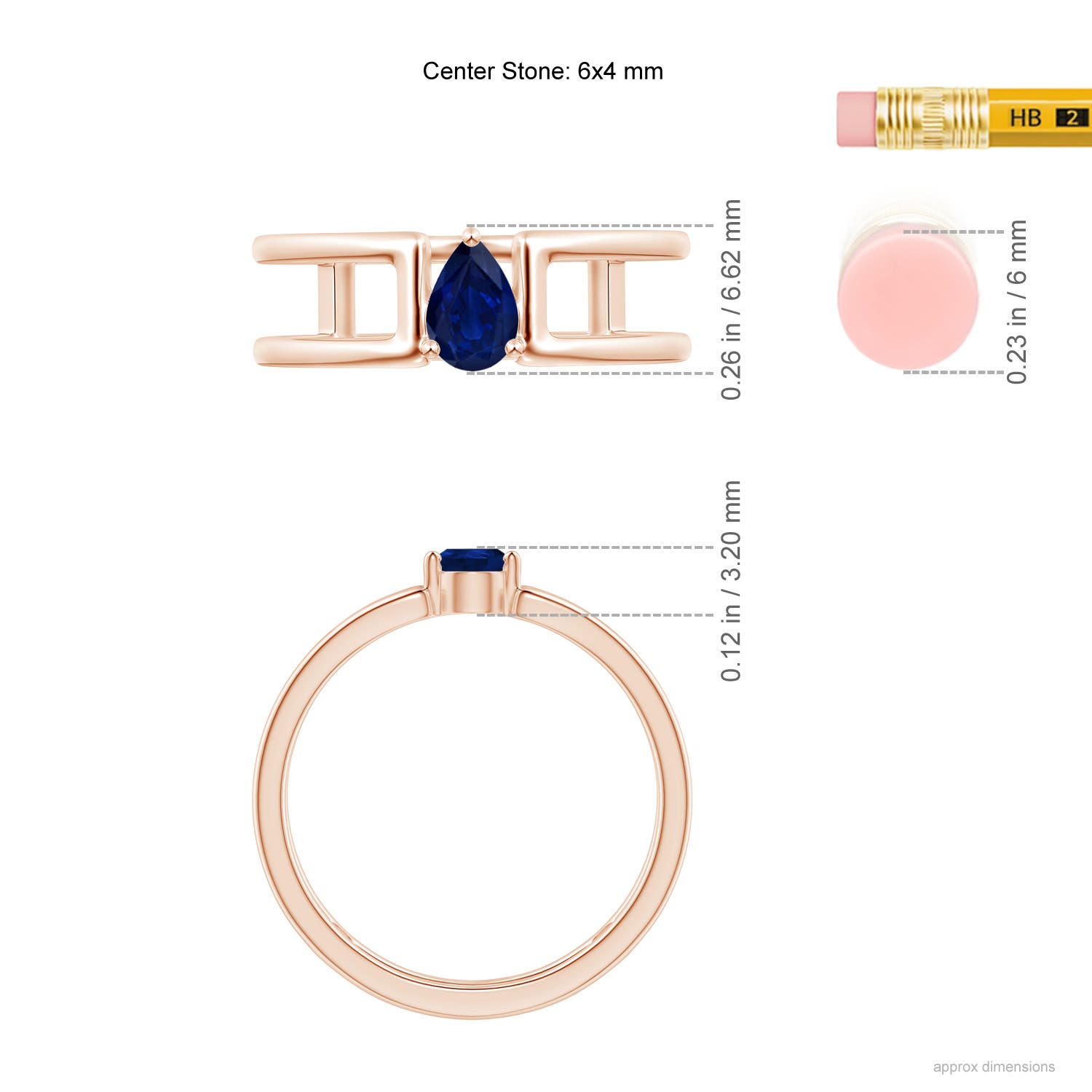 AA - Blue Sapphire / 0.4 CT / 14 KT Rose Gold