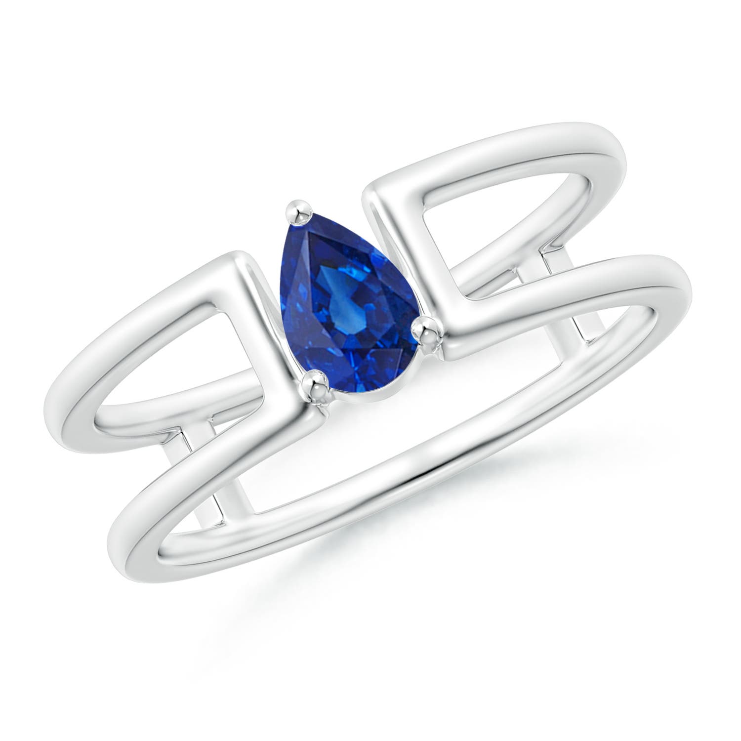 AAA - Blue Sapphire / 0.4 CT / 14 KT White Gold