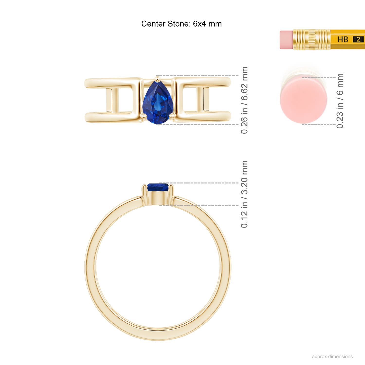 AAA - Blue Sapphire / 0.4 CT / 14 KT Yellow Gold