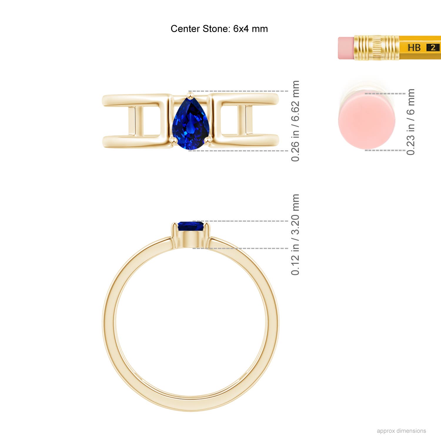 AAAA - Blue Sapphire / 0.4 CT / 14 KT Yellow Gold