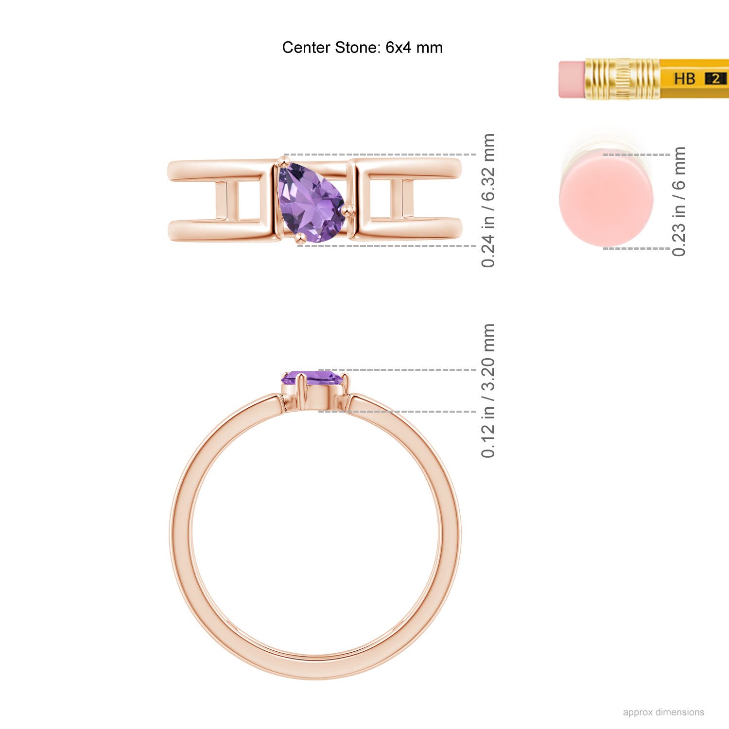 A - Amethyst / 0.33 CT / 14 KT Rose Gold