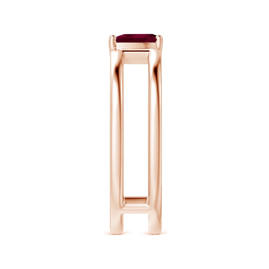 6x4mm A Tilted Pear Ruby Solitaire Parallel Split Shank Ring in Rose Gold side-2
