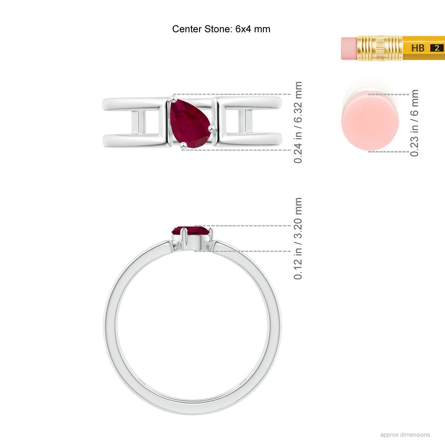 A - Ruby / 0.4 CT / 14 KT White Gold