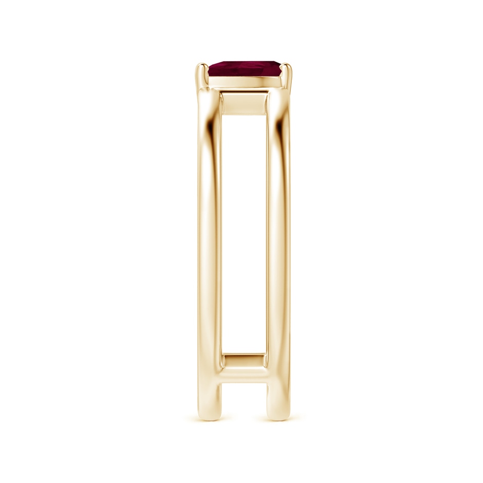 6x4mm A Tilted Pear Ruby Solitaire Parallel Split Shank Ring in Yellow Gold side-2