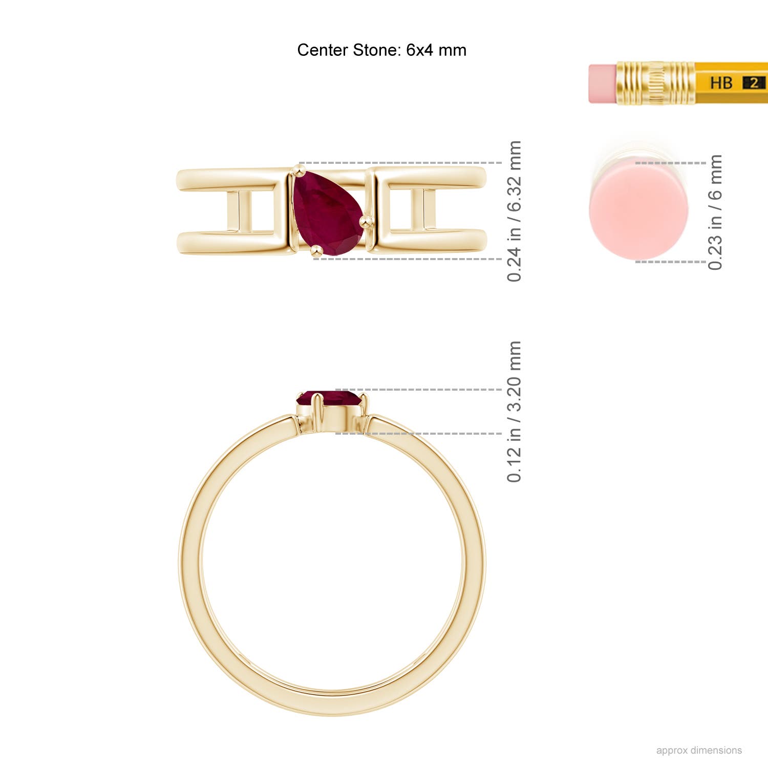 A - Ruby / 0.4 CT / 14 KT Yellow Gold