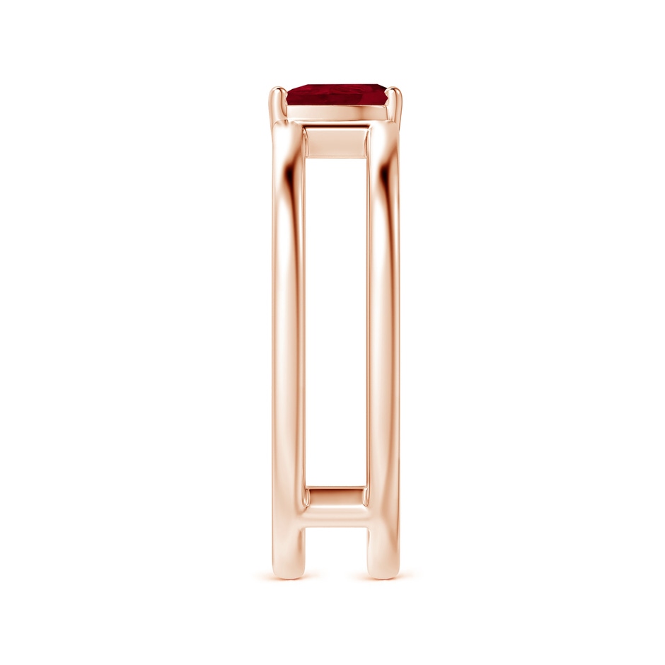 6x4mm AA Tilted Pear Ruby Solitaire Parallel Split Shank Ring in Rose Gold side-2