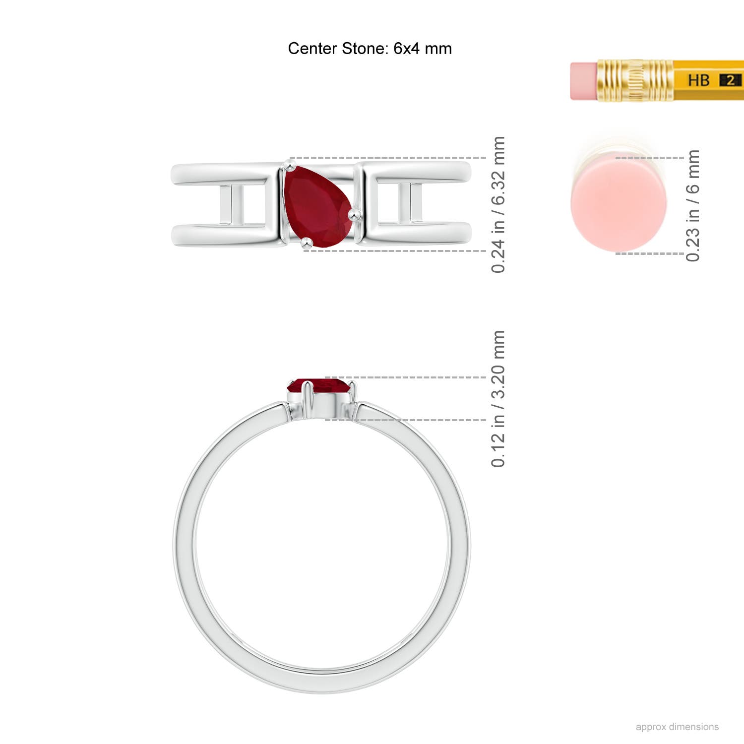 AA - Ruby / 0.4 CT / 14 KT White Gold