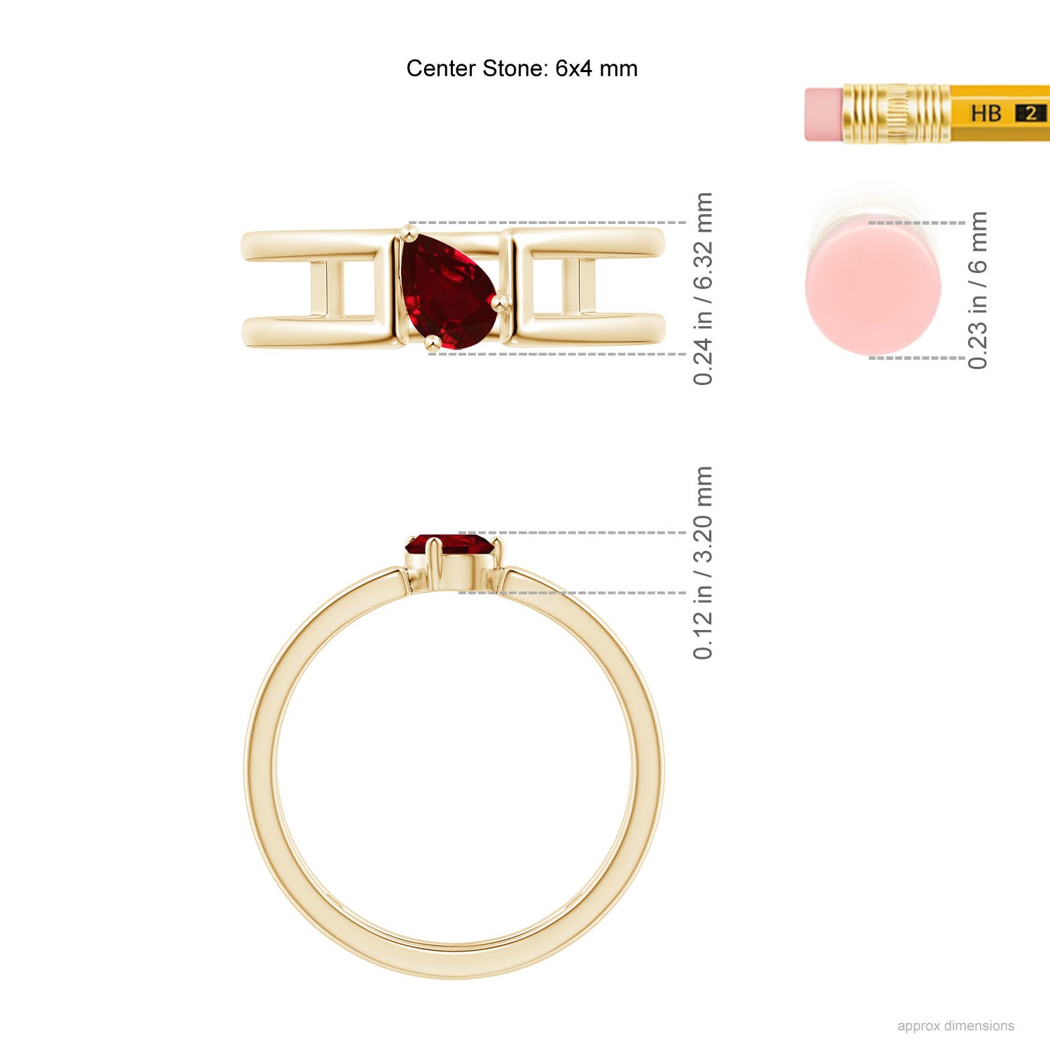 AAAA - Ruby / 0.4 CT / 14 KT Yellow Gold