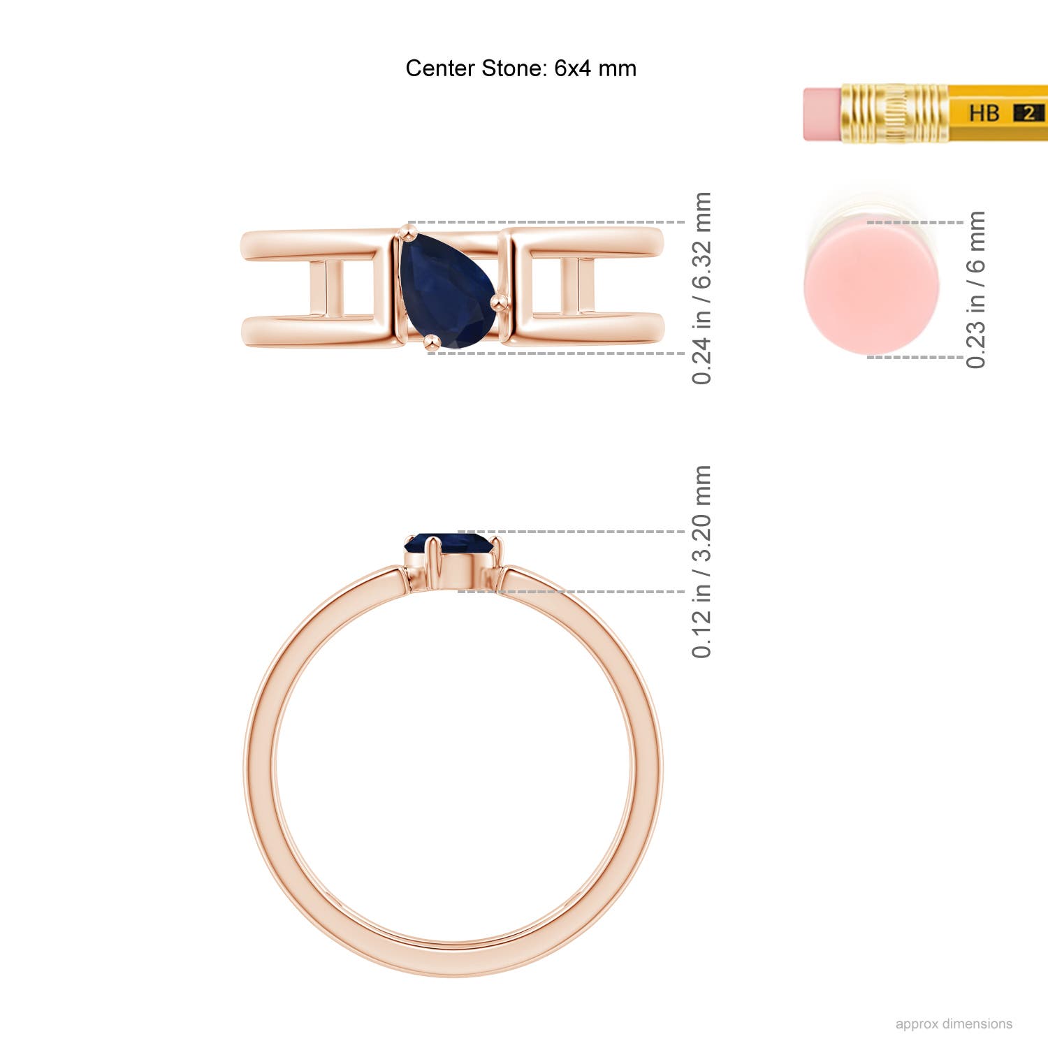 A - Blue Sapphire / 0.4 CT / 14 KT Rose Gold