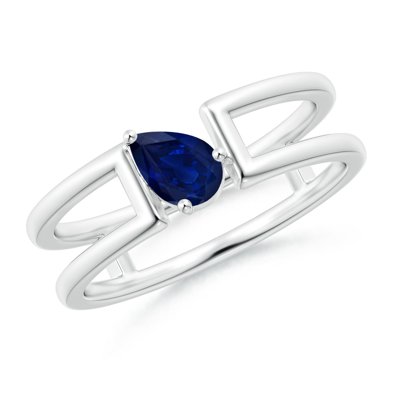 AA - Blue Sapphire / 0.4 CT / 14 KT White Gold