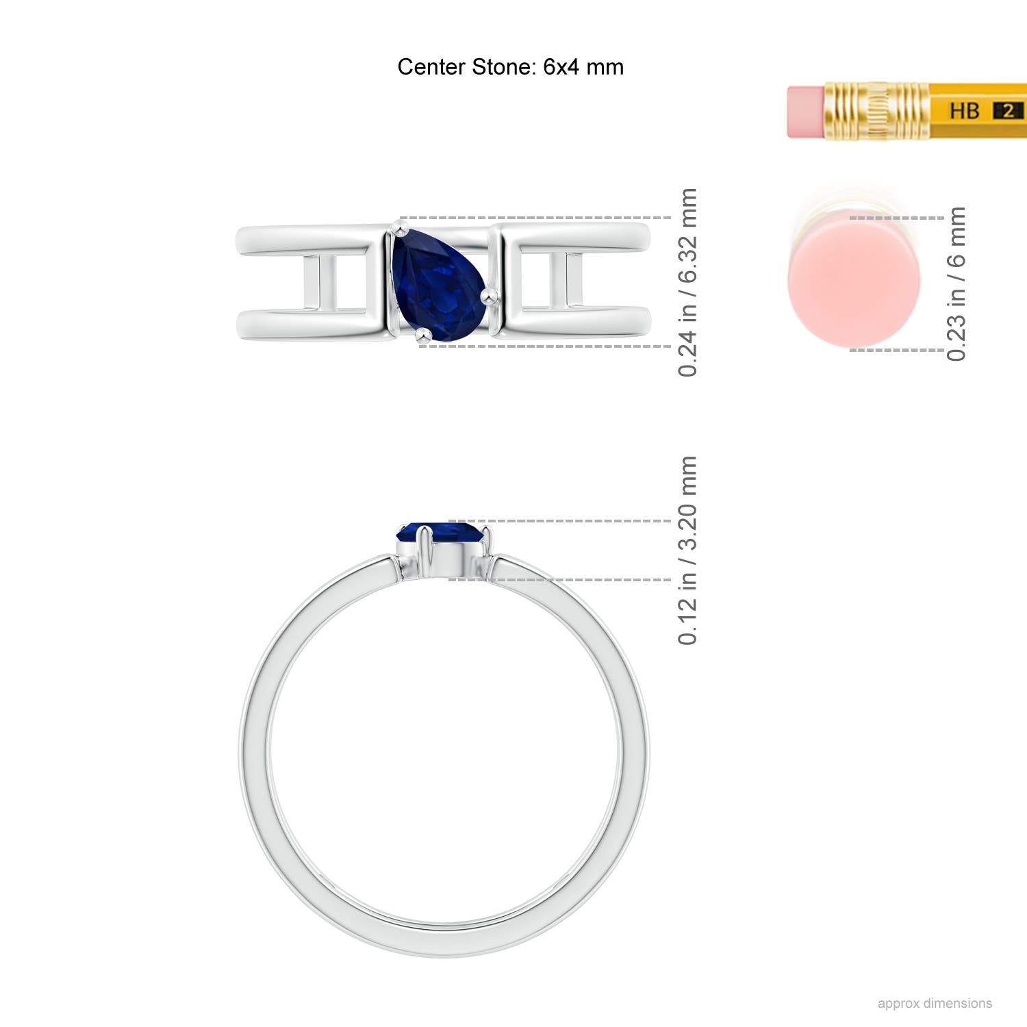 AA - Blue Sapphire / 0.4 CT / 14 KT White Gold