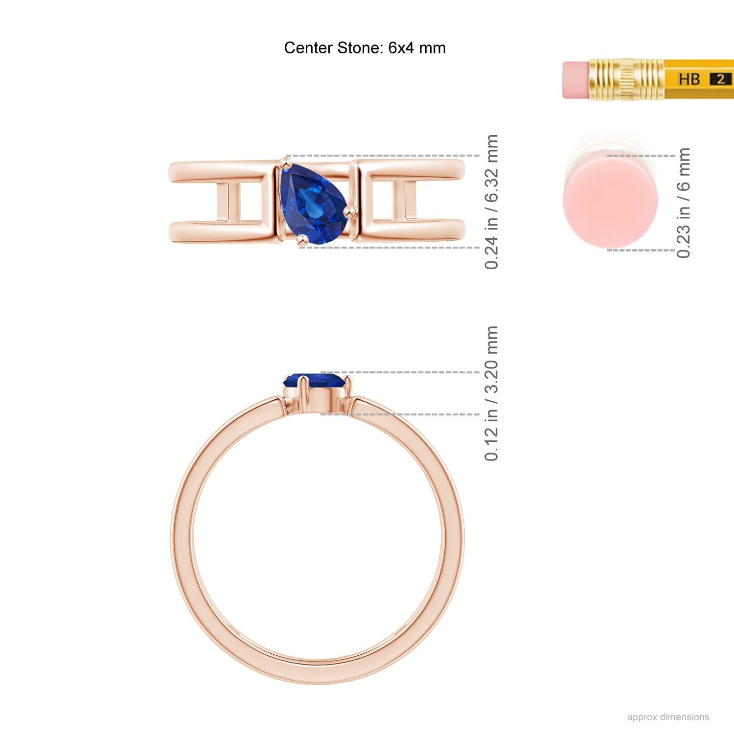 AAA - Blue Sapphire / 0.4 CT / 14 KT Rose Gold