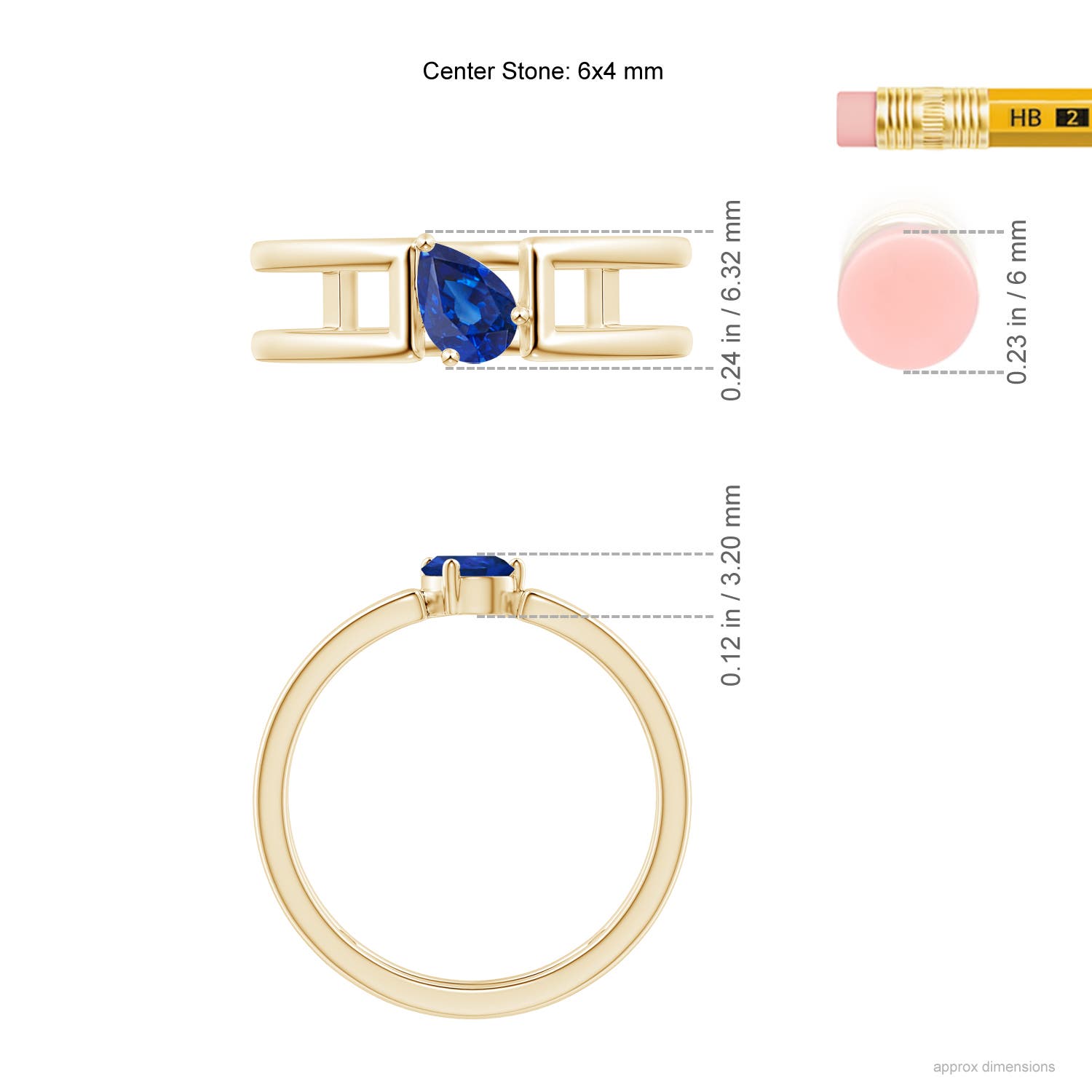 AAA - Blue Sapphire / 0.4 CT / 14 KT Yellow Gold