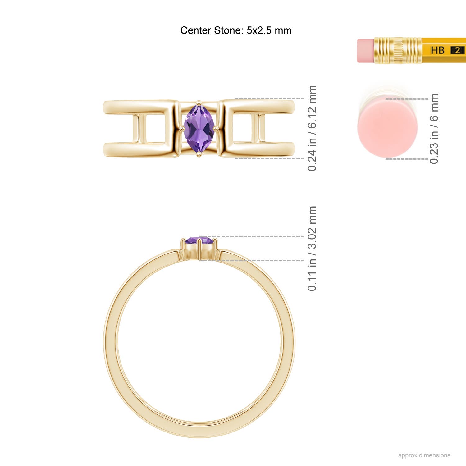 AA - Amethyst / 0.13 CT / 14 KT Yellow Gold