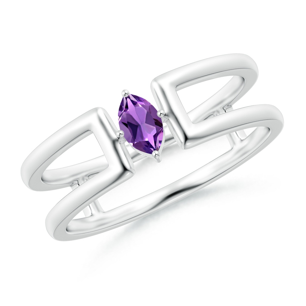 5x2.5mm AAA Marquise Amethyst Solitaire Parallel Split Shank Ring in White Gold