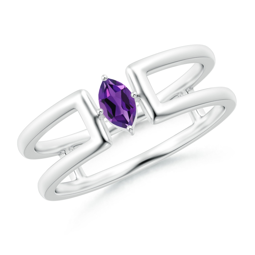 5x2.5mm AAAA Marquise Amethyst Solitaire Parallel Split Shank Ring in White Gold