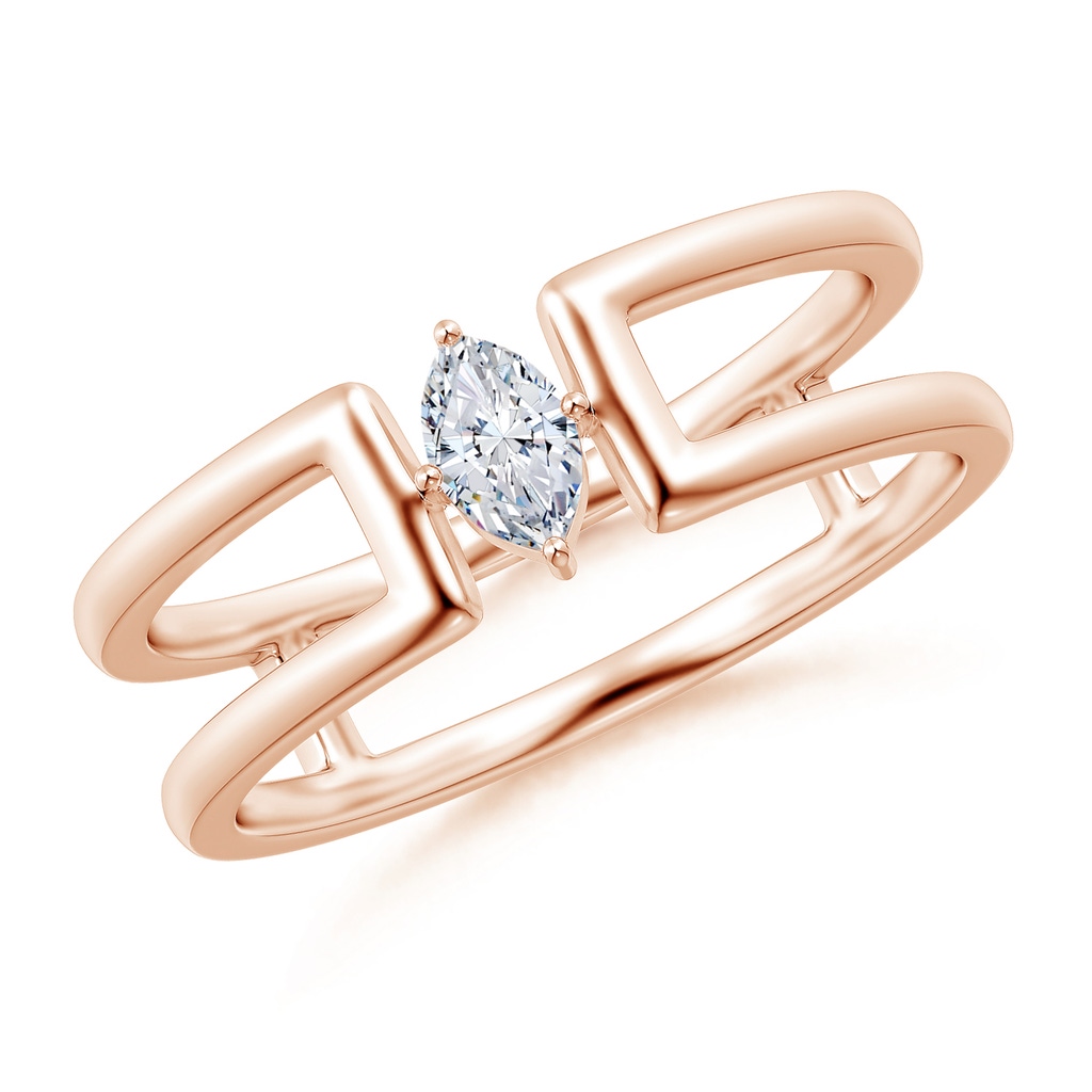 5x3mm HSI2 Marquise Diamond Solitaire Parallel Split Shank Ring in Rose Gold