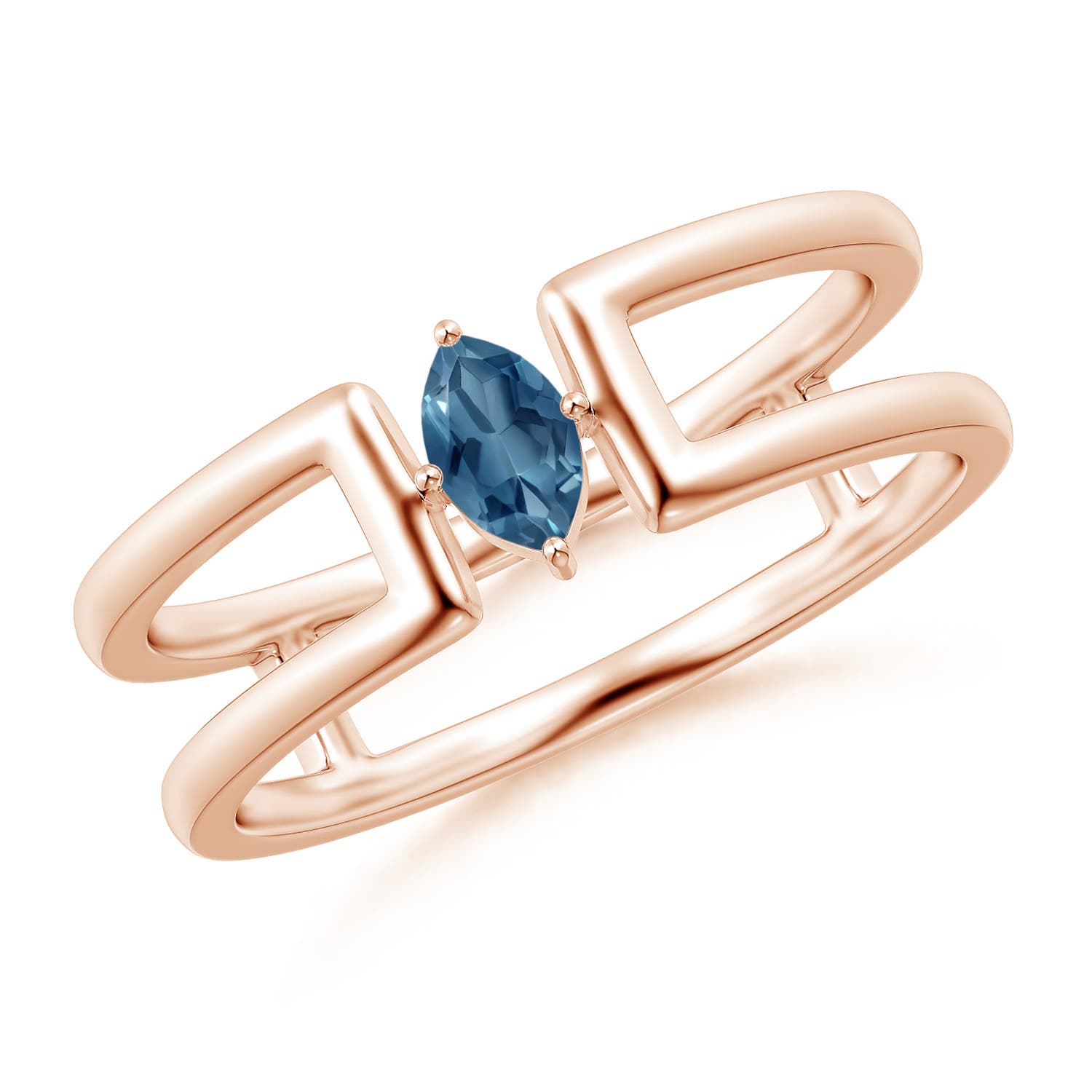 A - London Blue Topaz / 0.17 CT / 14 KT Rose Gold