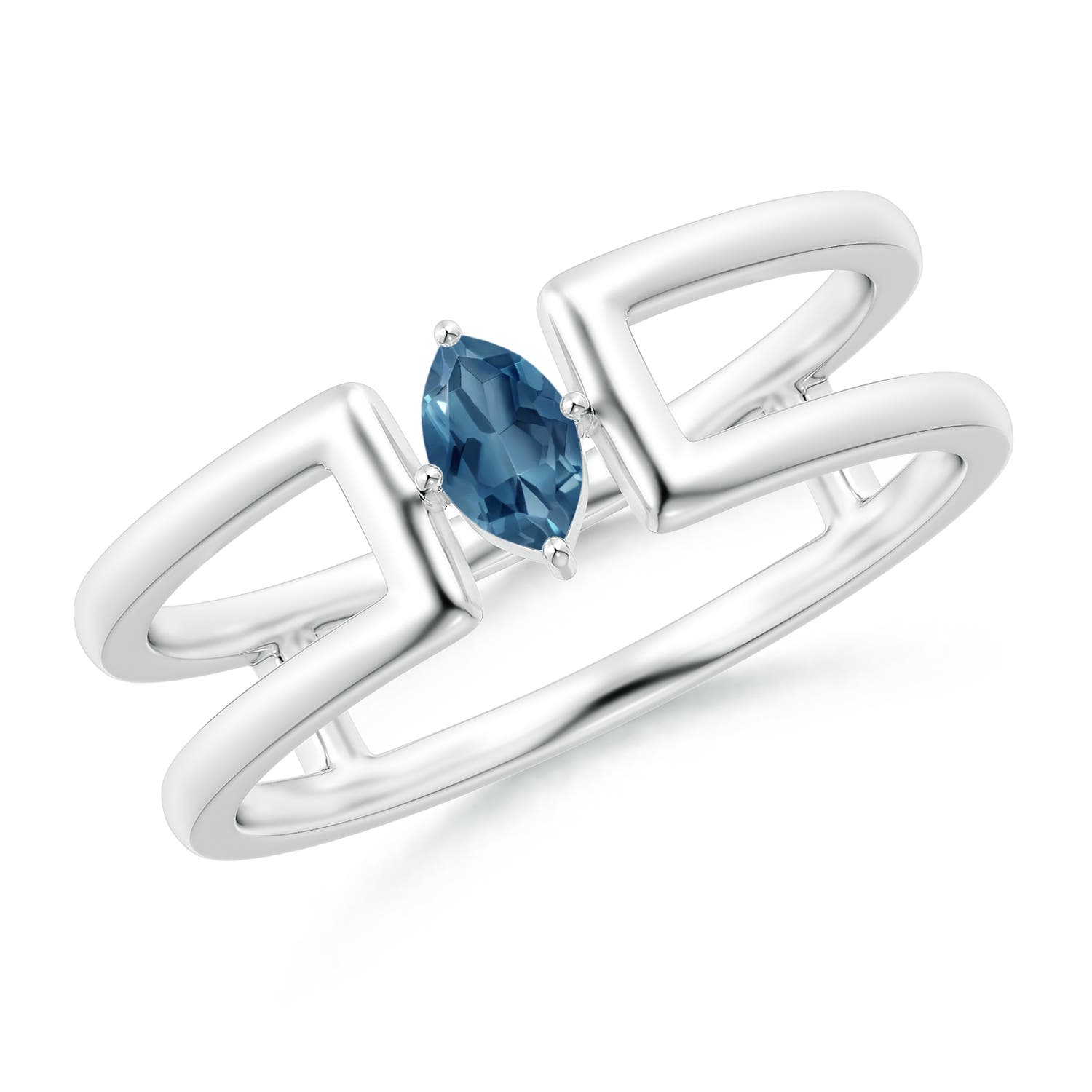 A - London Blue Topaz / 0.17 CT / 14 KT White Gold