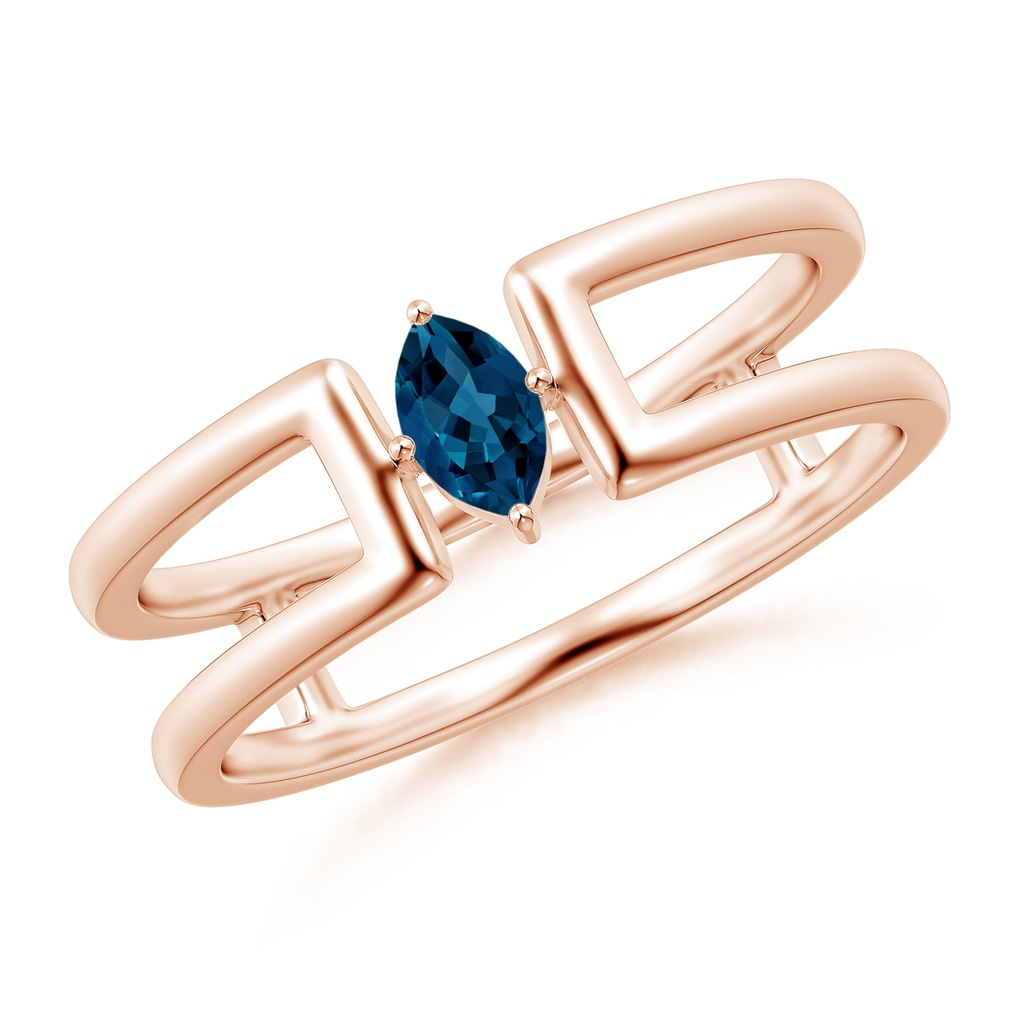 5x2.5mm AAA Marquise London Blue Topaz Solitaire Parallel Split Shank Ring in Rose Gold