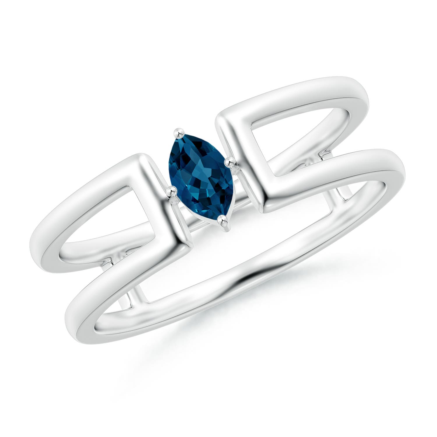 AAA - London Blue Topaz / 0.17 CT / 14 KT White Gold