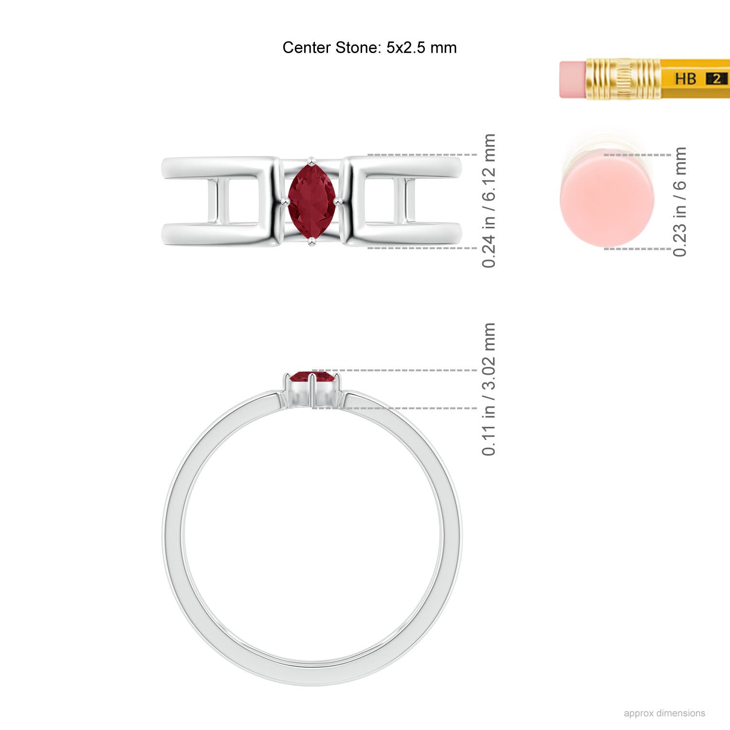 A - Ruby / 0.18 CT / 14 KT White Gold