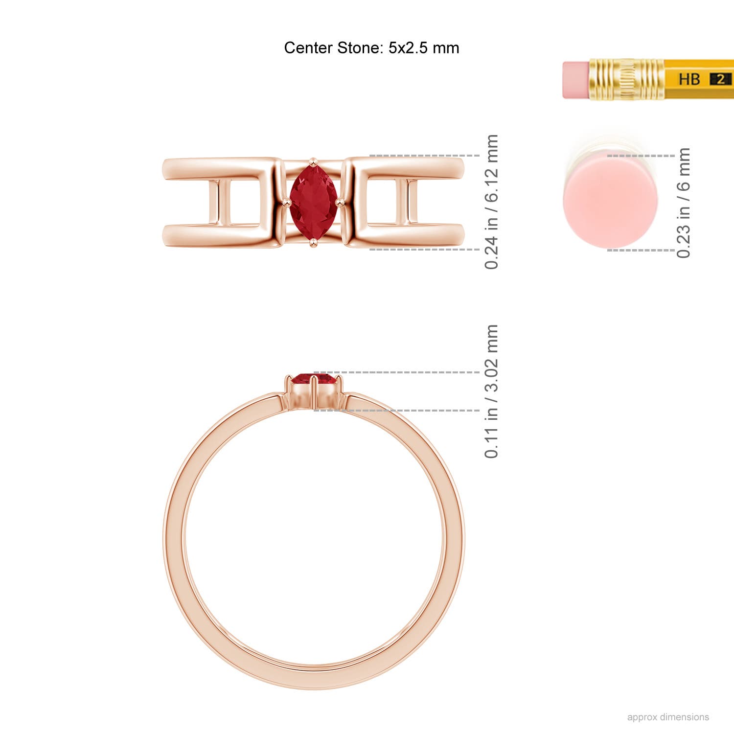 AA - Ruby / 0.18 CT / 14 KT Rose Gold