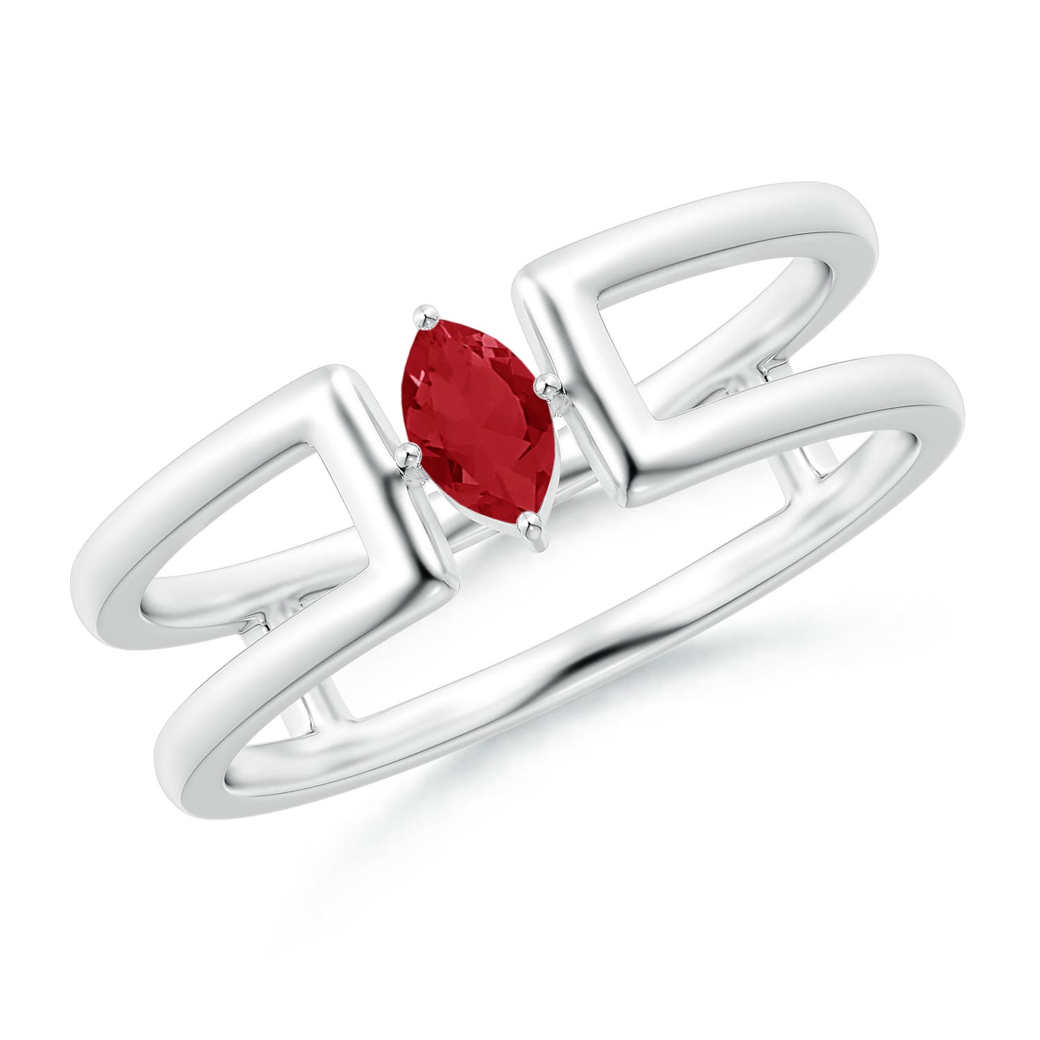 AA - Ruby / 0.18 CT / 14 KT White Gold