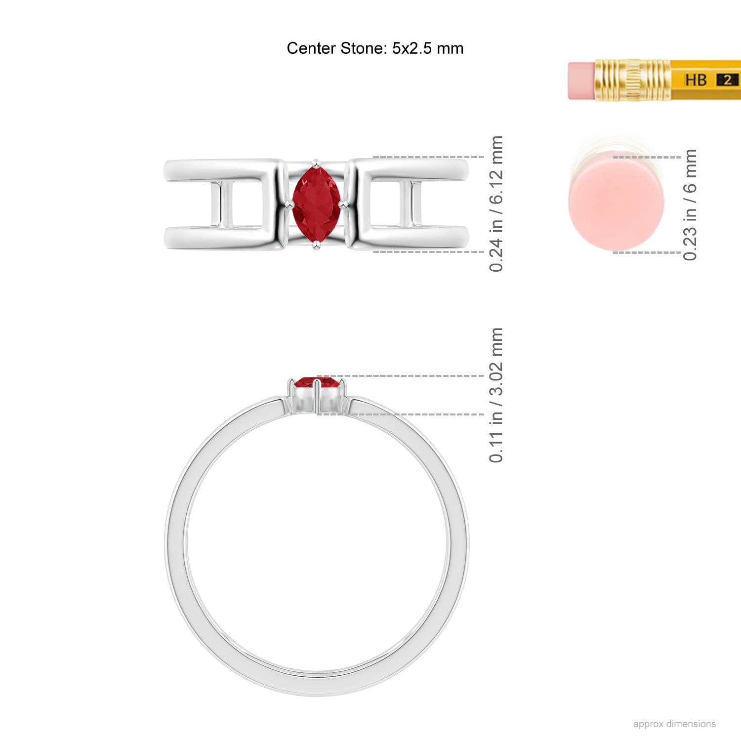 AA - Ruby / 0.18 CT / 14 KT White Gold