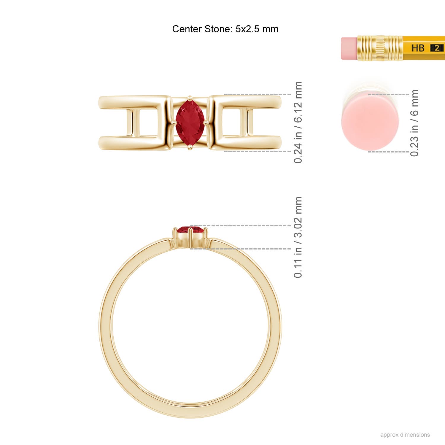 AA - Ruby / 0.18 CT / 14 KT Yellow Gold