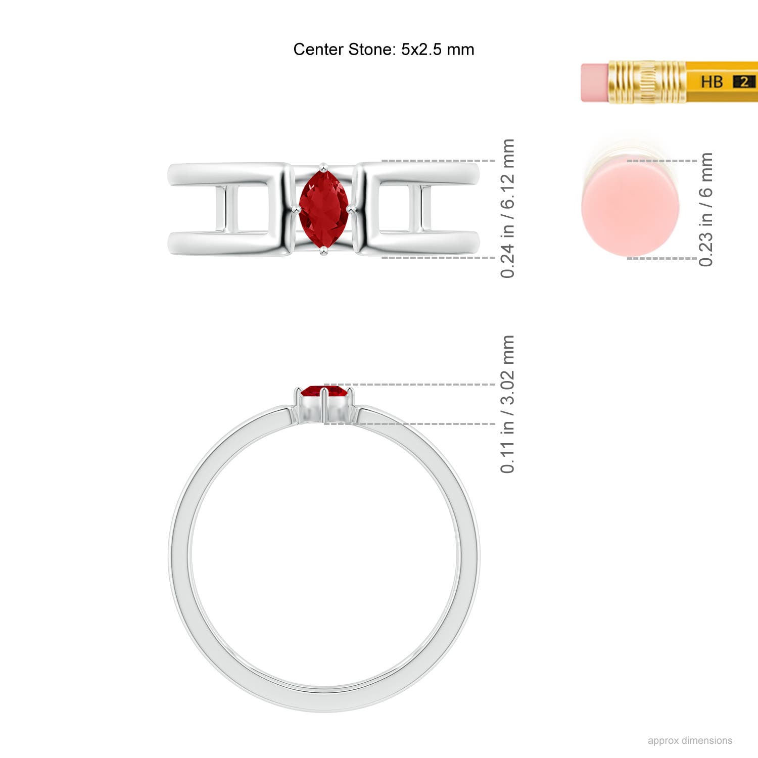 AAA - Ruby / 0.18 CT / 14 KT White Gold