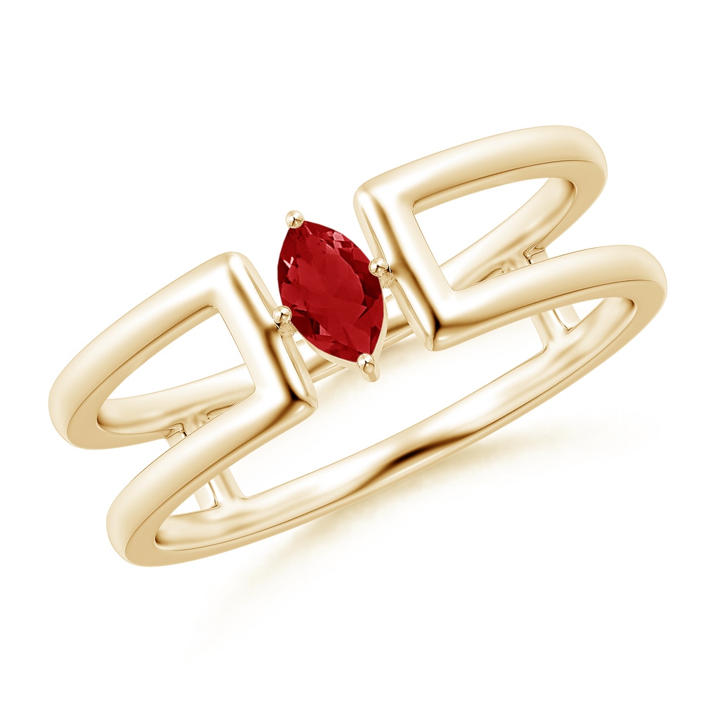 5x2.5mm AAA Marquise Ruby Solitaire Parallel Split Shank Ring in Yellow Gold