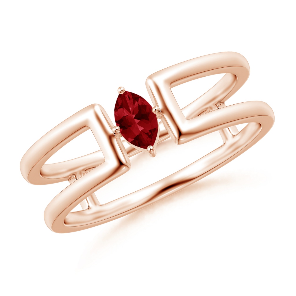 5x2.5mm AAAA Marquise Ruby Solitaire Parallel Split Shank Ring in Rose Gold