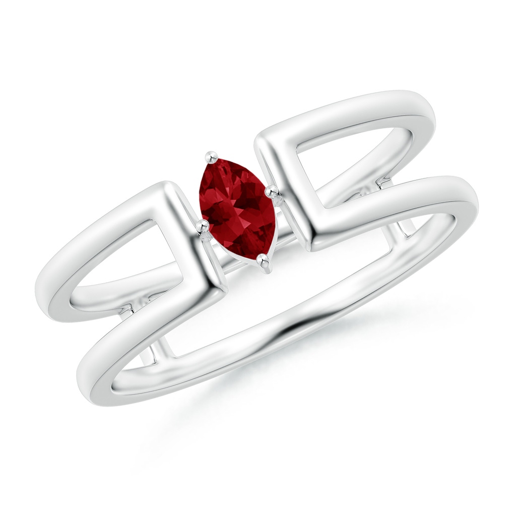 5x2.5mm AAAA Marquise Ruby Solitaire Parallel Split Shank Ring in White Gold