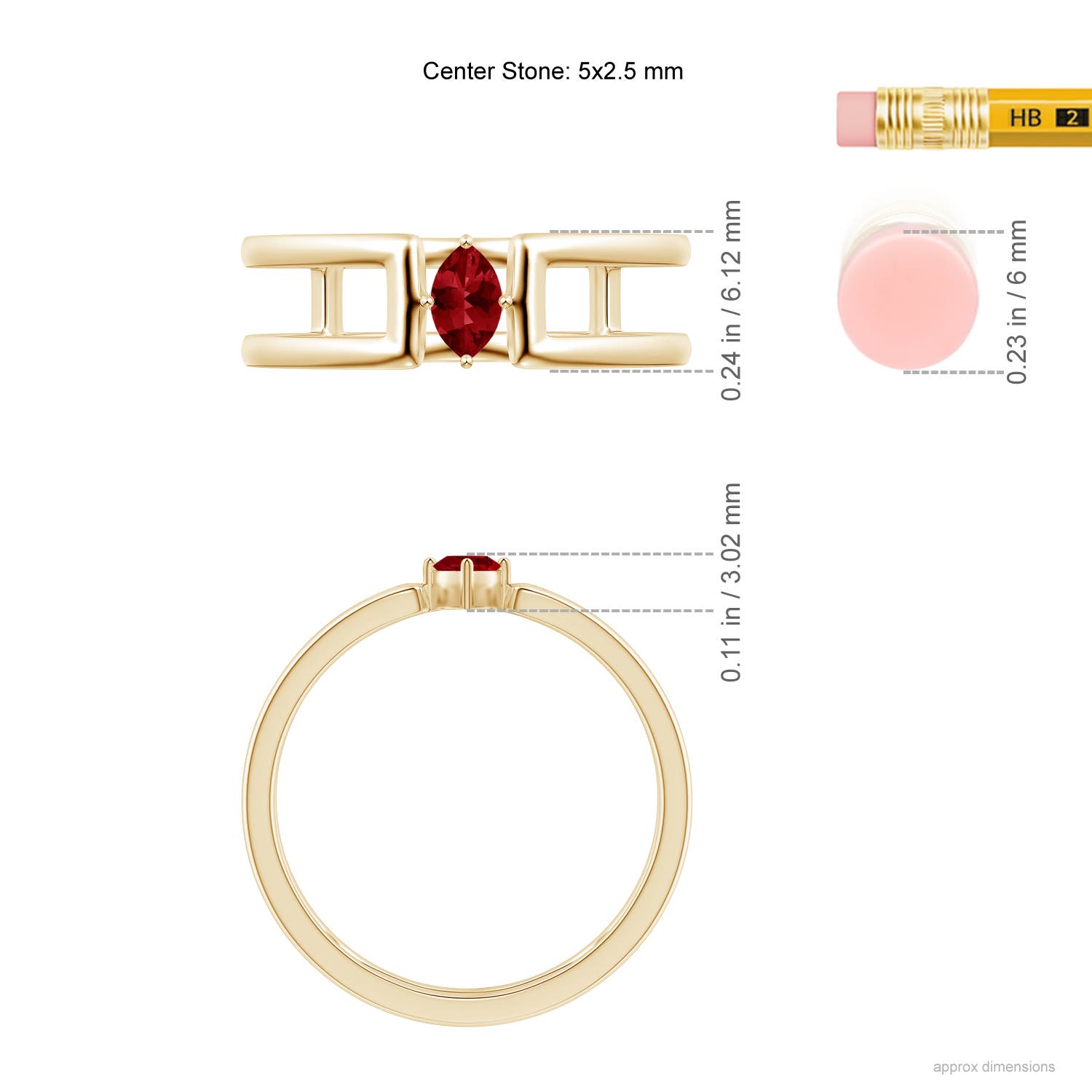 AAAA - Ruby / 0.18 CT / 14 KT Yellow Gold