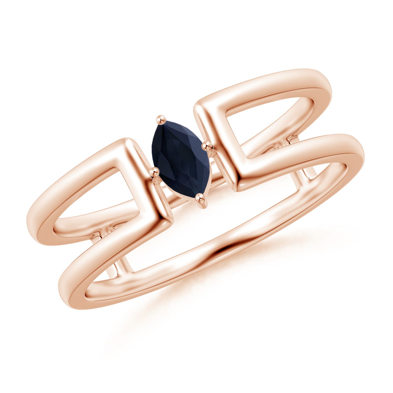 A - Blue Sapphire / 0.2 CT / 14 KT Rose Gold