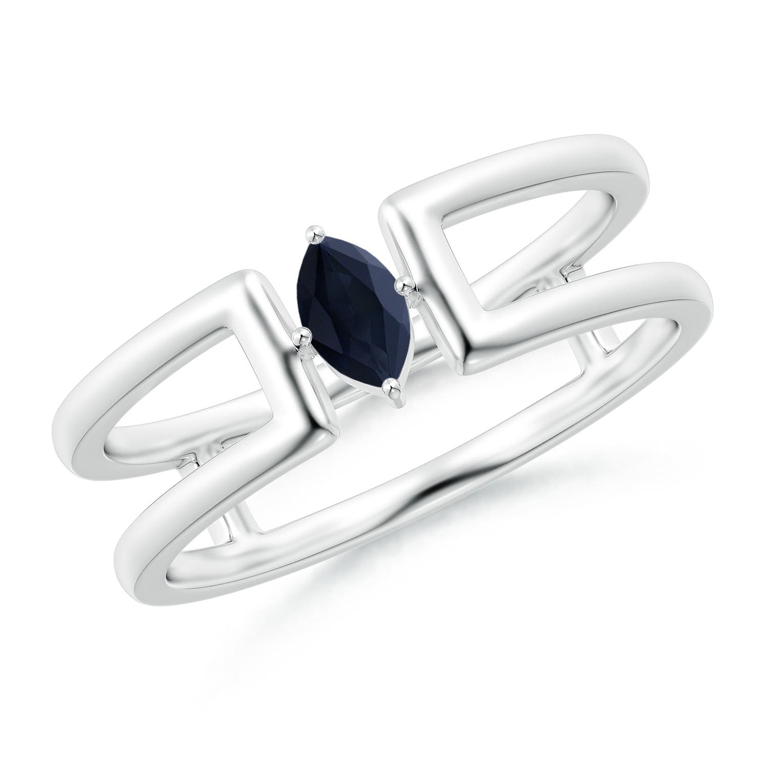 A - Blue Sapphire / 0.2 CT / 14 KT White Gold