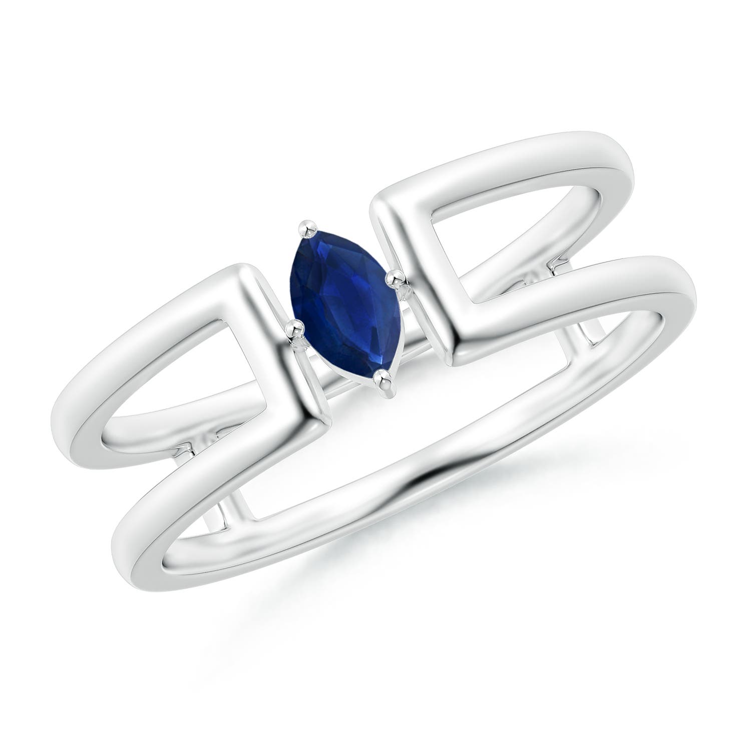 AA - Blue Sapphire / 0.2 CT / 14 KT White Gold