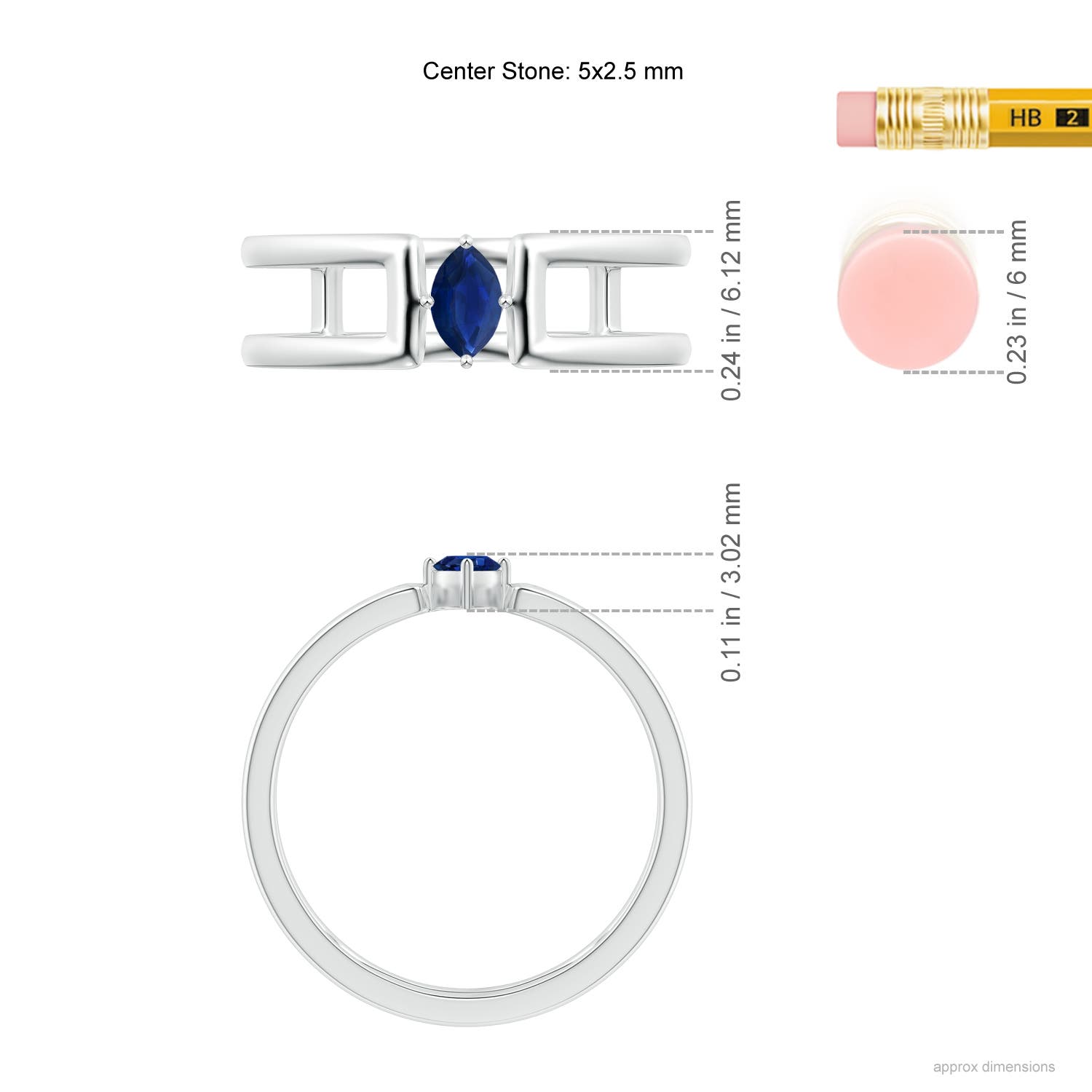 AA - Blue Sapphire / 0.2 CT / 14 KT White Gold