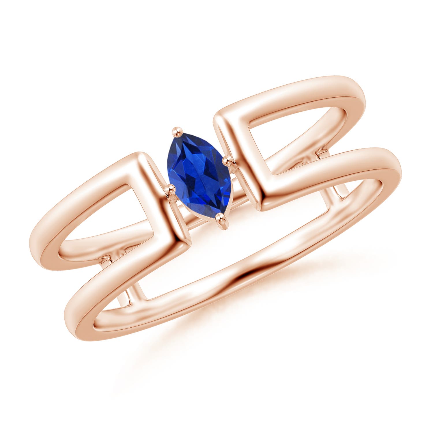 AAA - Blue Sapphire / 0.2 CT / 14 KT Rose Gold