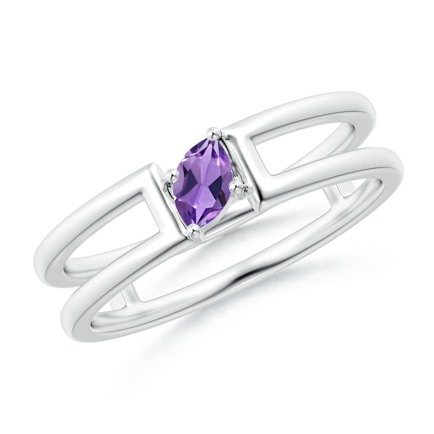 AA - Amethyst / 0.13 CT / 14 KT White Gold